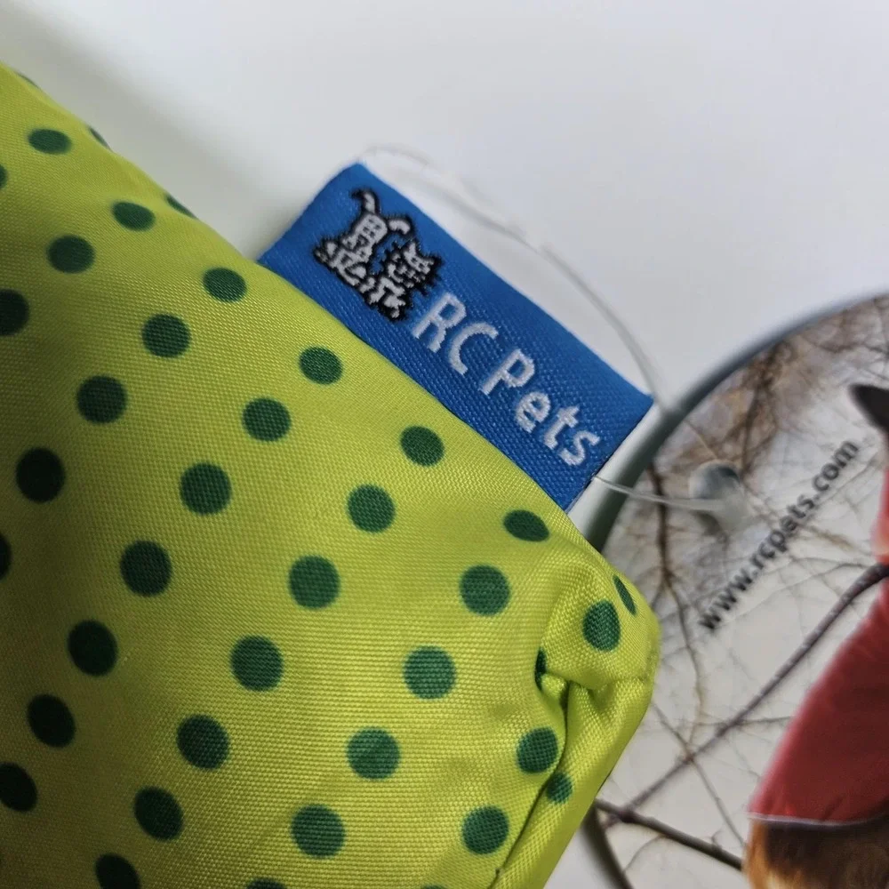 RC Pets Packable Dog Rain Pocho Lime Halftone Large Green Polka Dot Jacket